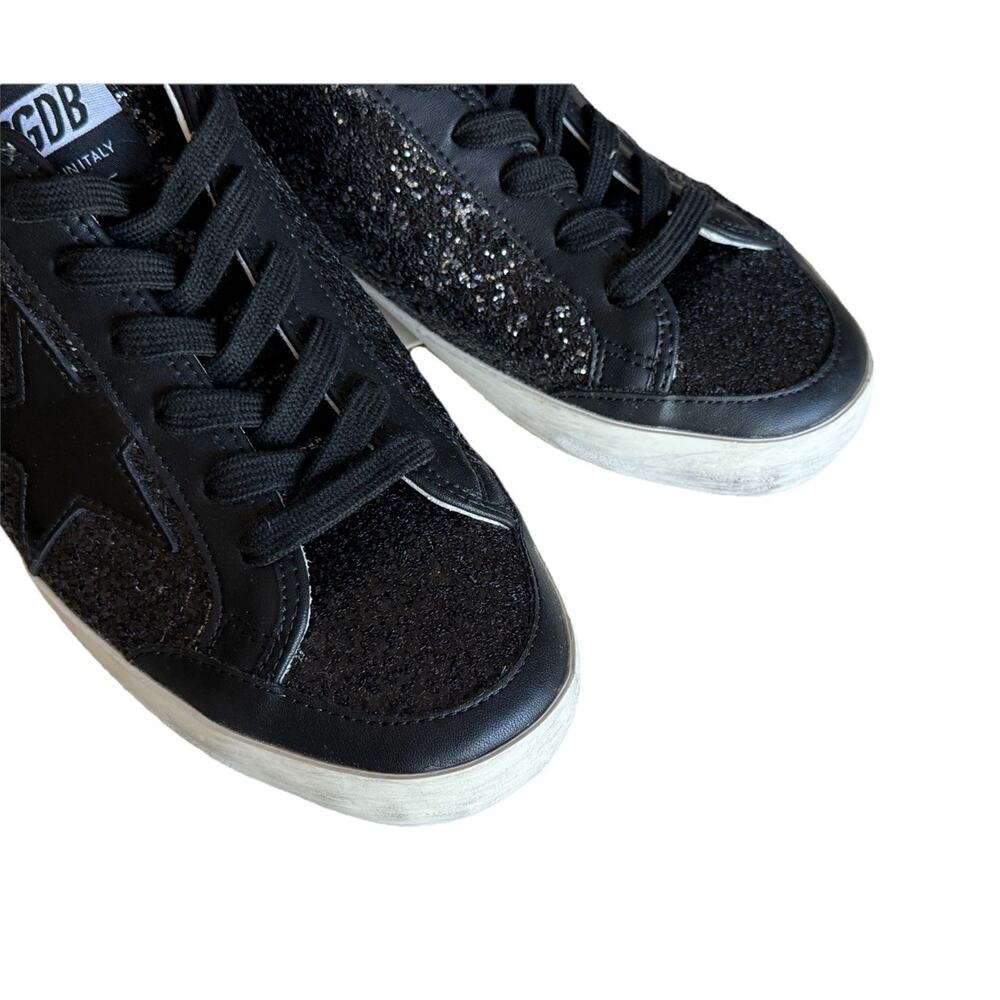 Golden Goose Super Star Sneakers Size 39 8 Black Sequin Skateboard Shoes Glitter - Picture 9 of 11